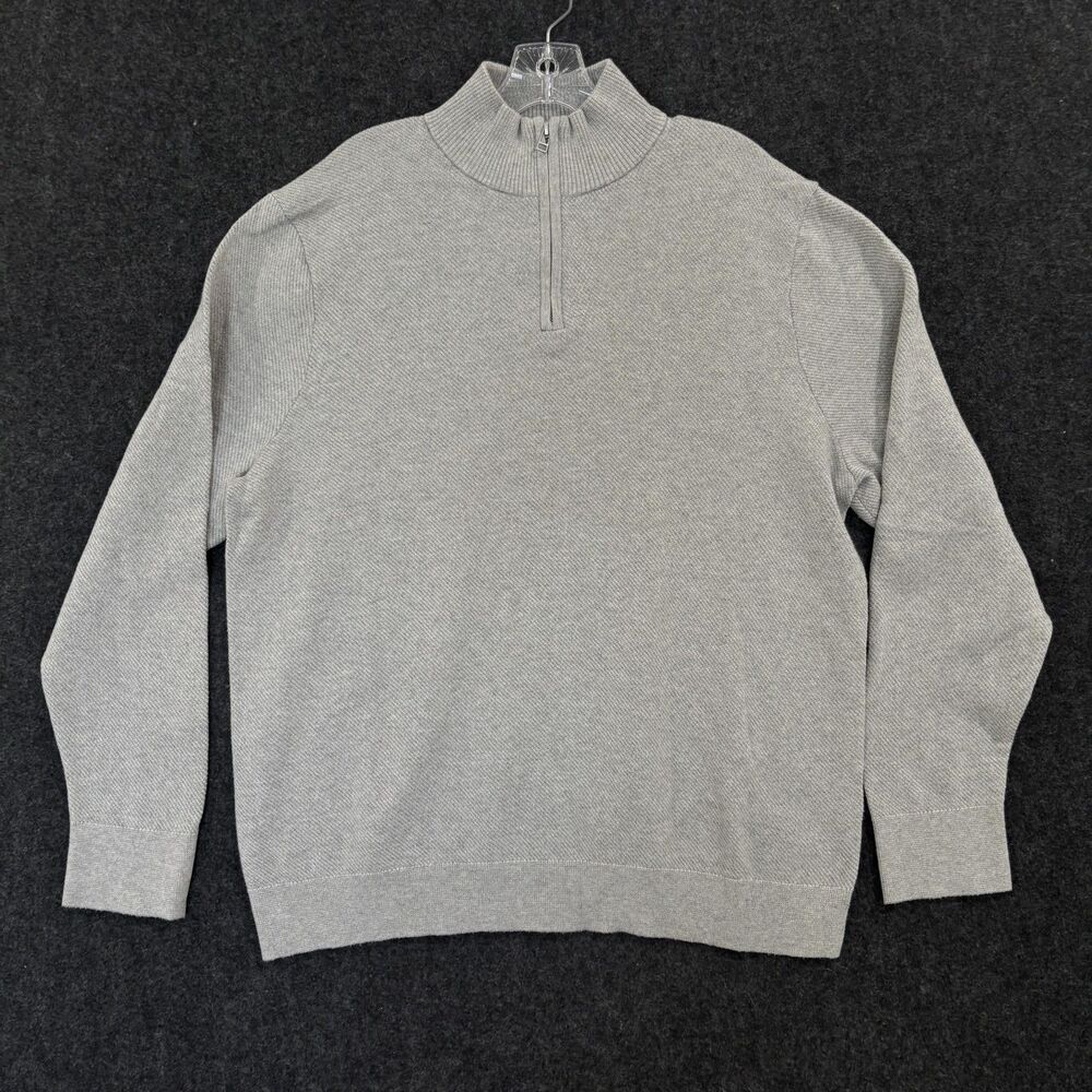 Bonobos Sweater Men's XL Gray Quarter 1/4 Zip Pullover Cashmere Blend Preppy
